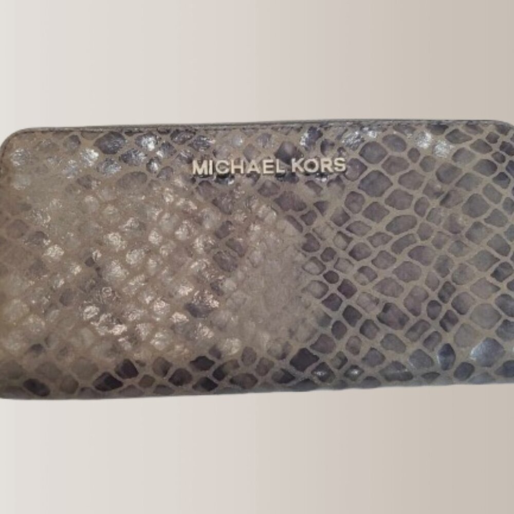 Michael Kors Python Embossed Bedford Continental … - image 1